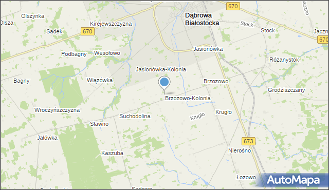 mapa Brzozowo-Kolonia, Brzozowo-Kolonia na mapie Targeo